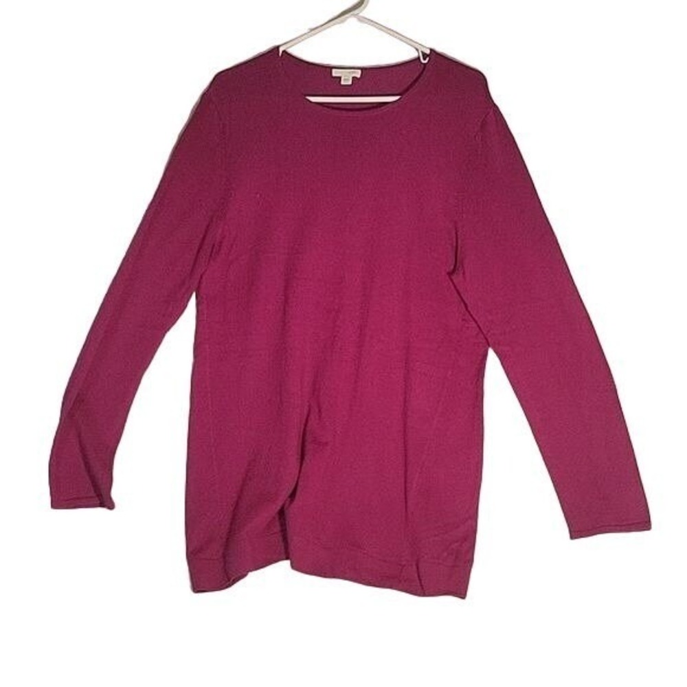 J JILL Women's Long Sleeve Pink L tight knit Lightweight‎ Sweater Oversized Long
